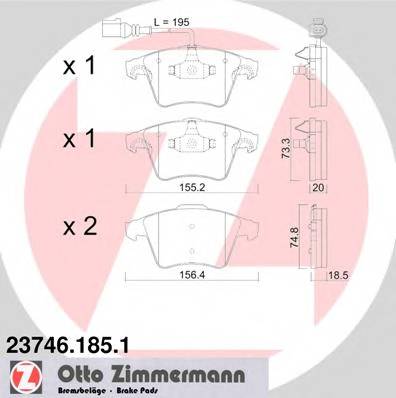 ZIMMERMANN 23746.185.1 Комплект тормозных колодок