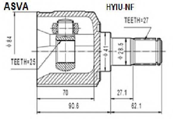 ASVA HYIUNF ØÐÓÑ ÂÍÓÒÐÅÍÍÈÉ 25X41X27 (SONATA V (...