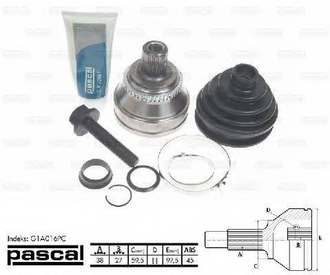 PASCAL G1A016PC Шарнирный комплект, привод