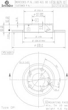 BREMBO 08.8679.11 Тормозной диск