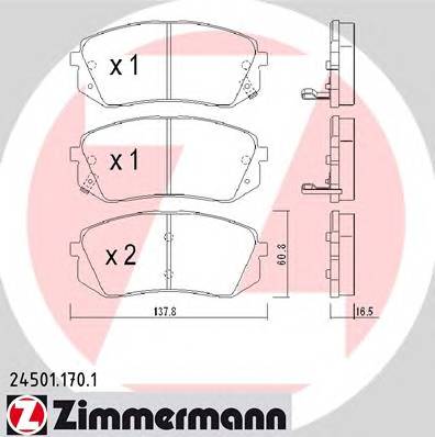 ZIMMERMANN 24501.170.1 Комплект гальмівних колодо... ZIMMERMANN 24501.170.1 Комплект гальмівних колодо...