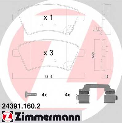 ZIMMERMANN 24391.160.2 Комплект тормозных колодок... ZIMMERMANN 24391.160.2 Комплект тормозных колодок...