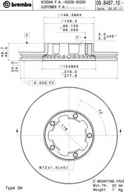 BREMBO 09.B497.10 Тормозной диск BREMBO 09.B497.10 Тормозной диск