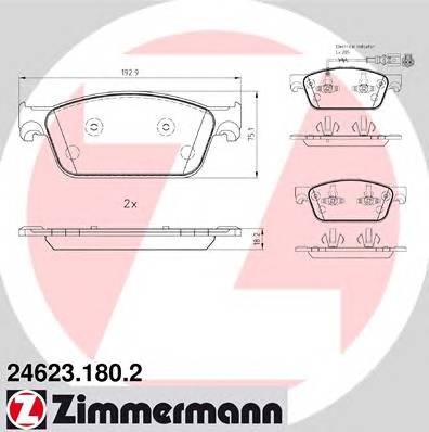ZIMMERMANN 24623.180.2 Комплект гальмівних колодо...