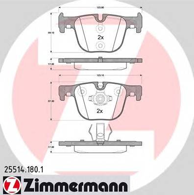 ZIMMERMANN 25514.180.1 Комплект тормозных колодок... ZIMMERMANN 25514.180.1 Комплект тормозных колодок...