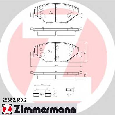 ZIMMERMANN 25682.180.2 Комплект гальмівних колодо... ZIMMERMANN 25682.180.2 Комплект гальмівних колодо...
