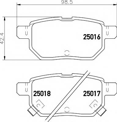 HELLA 8DB 355 014-991 Комплект гальмівних колодо... HELLA 8DB 355 014-991 Комплект гальмівних колодо...