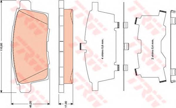 TRW GDB3472 Комплект гальмівних колодо... TRW GDB3472 Комплект гальмівних колодо...