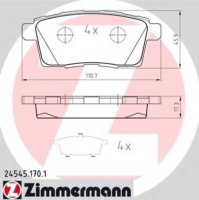 ZIMMERMANN 24545.170.1 Комплект гальмівних колодо...