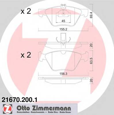ZIMMERMANN 21670.200.1 Комплект тормозных колодок