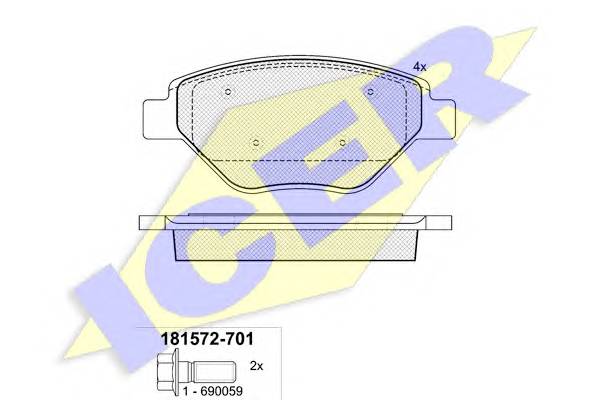 ICER 181572-701 Комплект тормозных колодок... ICER 181572-701 Комплект тормозных колодок...