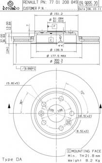 BREMBO 09.9895.20 Гальмівний диск