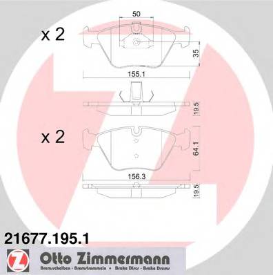 ZIMMERMANN 21677.195.1 Комплект тормозных колодок