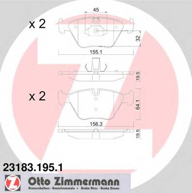 ZIMMERMANN 23183.195.1 Комплект тормозных колодок