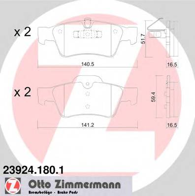 ZIMMERMANN 23924.180.1 Комплект гальмівних колодо...