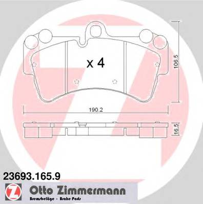 ZIMMERMANN 23693.165.9 Комплект гальмівних колодо... ZIMMERMANN 23693.165.9 Комплект гальмівних колодо...