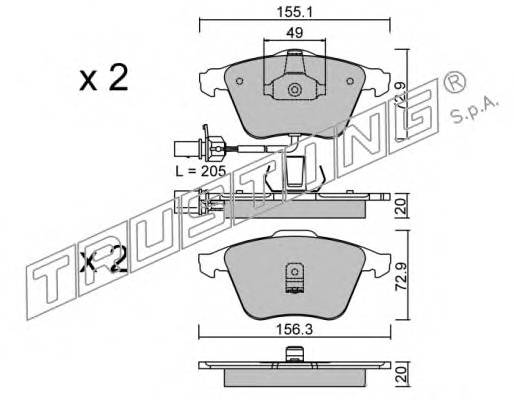 TRUSTING 565.0 Комплект тормозных колодок