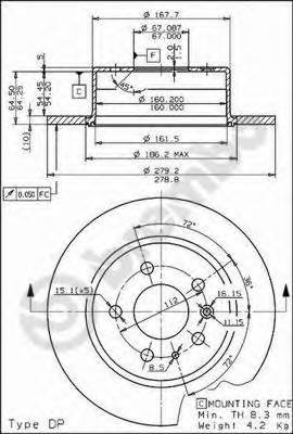 BREMBO 08.1395.40 Тормозной диск