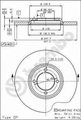 BREMBO 08.2275.10 Тормозной диск
