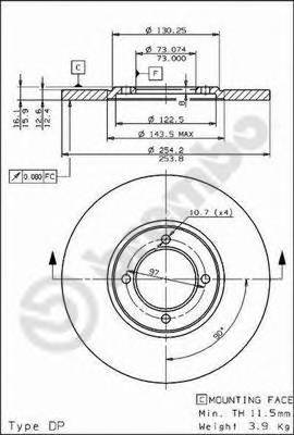 BREMBO 08.3067.20 Тормозной диск