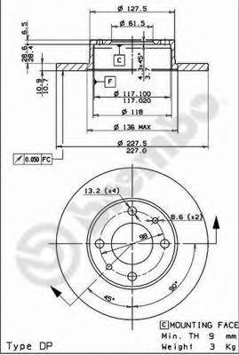 BREMBO 08.3636.10 Тормозной диск