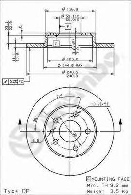 BREMBO 08.5085.21 Тормозной диск