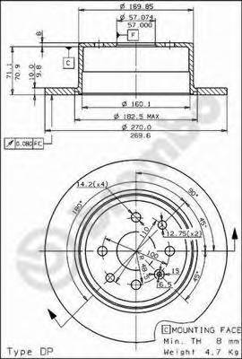 BREMBO 08.5748.10 Тормозной диск