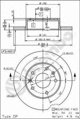BREMBO 08.7814.11 Тормозной диск