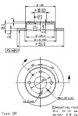 BREMBO 08.9138.10 Тормозной диск BREMBO 08.9138.10 Тормозной диск