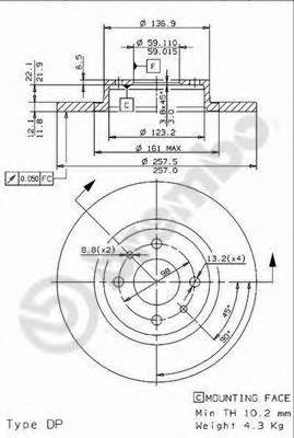 BREMBO 08.9621.14 Тормозной диск