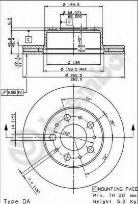 BREMBO 09.5082.10 Тормозной диск