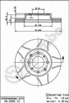 BREMBO 09.5285.75 Тормозной диск BREMBO 09.5285.75 Тормозной диск