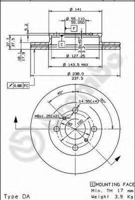 BREMBO 09.5536.20 Тормозной диск