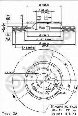 BREMBO 09.6845.11 Тормозной диск