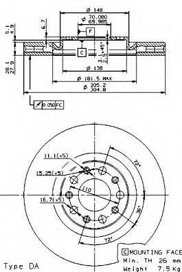 BREMBO 09.9363.20 Тормозной диск