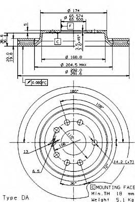 BREMBO 09.9505.11 Тормозной диск