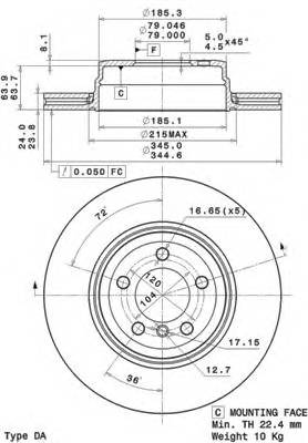 BREMBO 09.A712.11 Тормозной диск