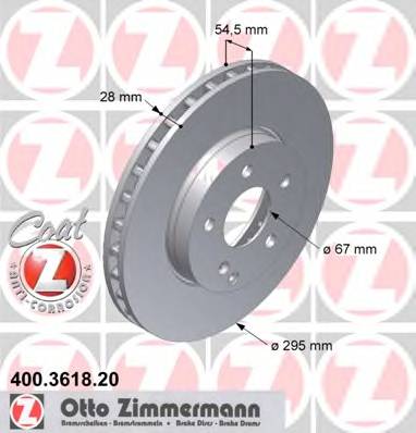 ZIMMERMANN 400.3618.20 Тормозной диск ZIMMERMANN 400.3618.20 Тормозной диск