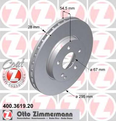 ZIMMERMANN 400.3619.20 Тормозной диск ZIMMERMANN 400.3619.20 Тормозной диск