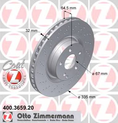 ZIMMERMANN 400.3659.20 Тормозной диск