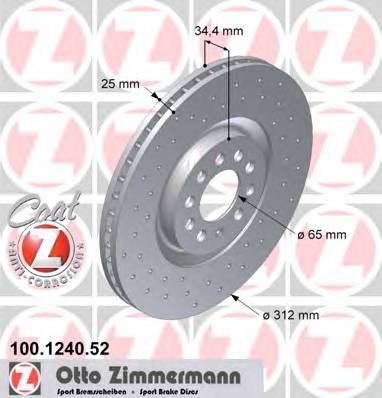 ZIMMERMANN 100.1240.52 Тормозной диск