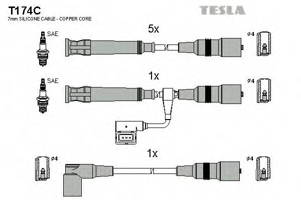 TESLA T174C Комплект проводов зажигани... TESLA T174C Комплект проводов зажигани...