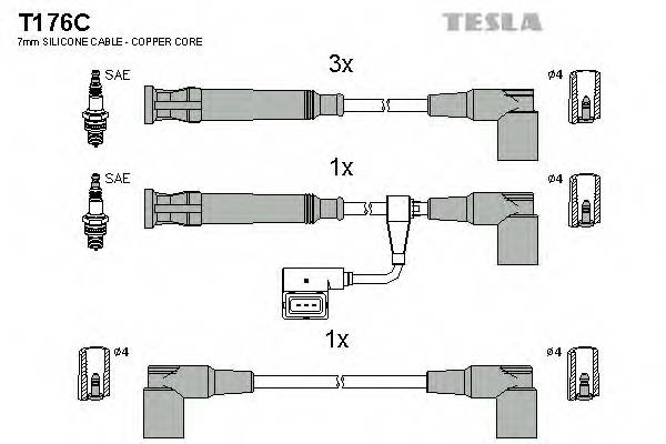 TESLA T176C Комплект проводов зажигани... TESLA T176C Комплект проводов зажигани...