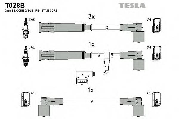 TESLA T028B Комплект проводов зажигани... TESLA T028B Комплект проводов зажигани...