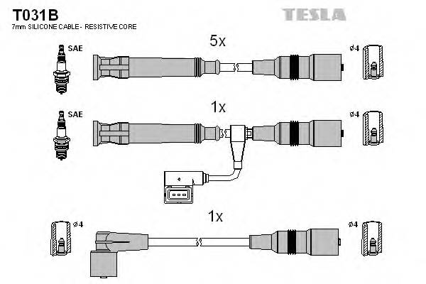 TESLA T031B Комплект проводов зажигани... TESLA T031B Комплект проводов зажигани...