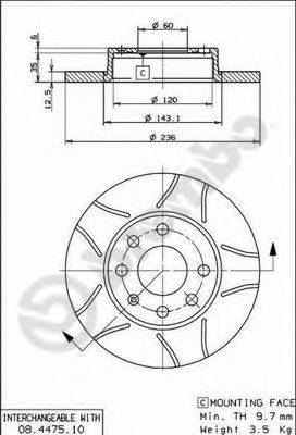 BREMBO 08.4475.75 Тормозной диск