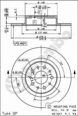 BREMBO 08.7861.11 Тормозной диск