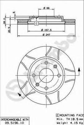 BREMBO 09.5196.75 Тормозной диск