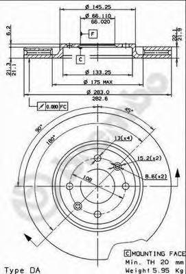 BREMBO 09.5730.10 Тормозной диск