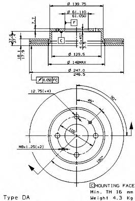 BREMBO 09.6942.10 Гальмівний диск